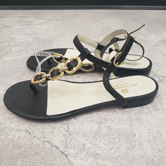 BRUNO MAGLI Marina Leather Embellished Thong Sandal - Black, 40 - Picture 7 of 7